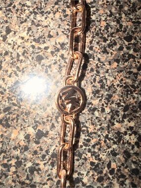 Michael Kors Rose Gold Chain Bracelet with Logo Medallion